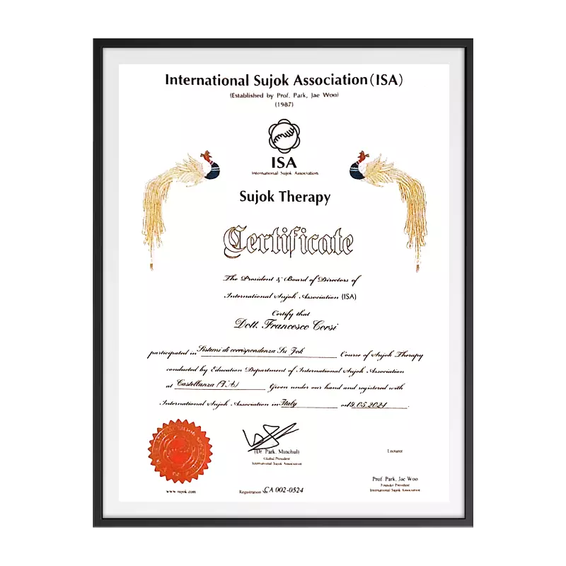 Certificato Sujok therapy